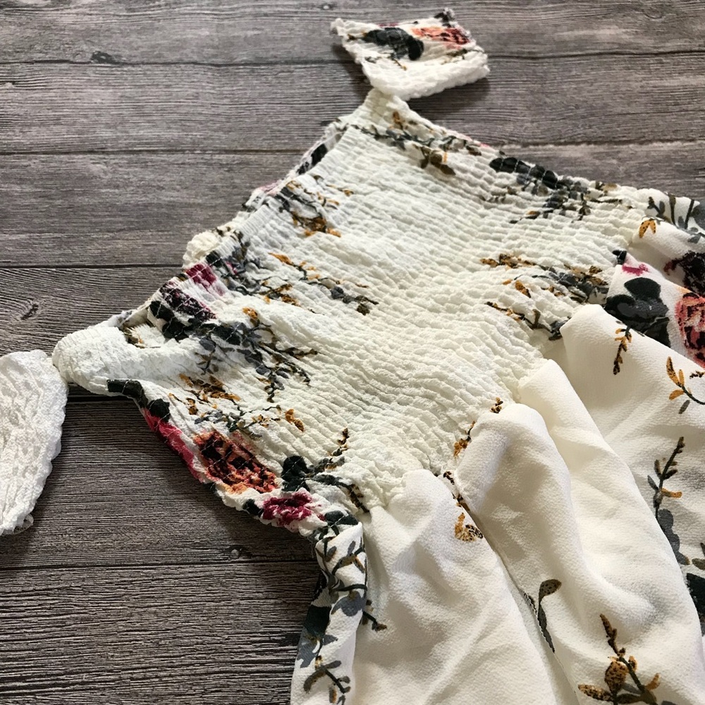 🆕Boho Floral Off Shoulder Maxi Dress White - Picture 4 of 7